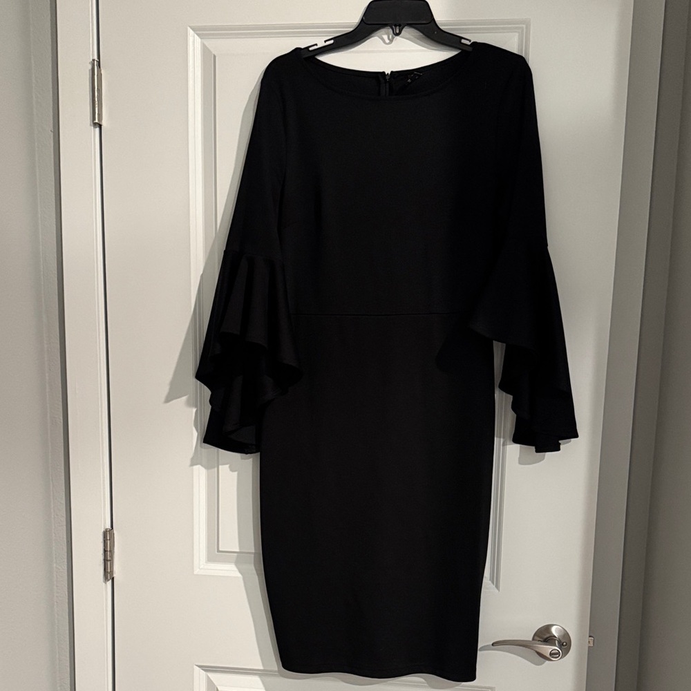 Elegant Black Ruffle Sleeve Dress